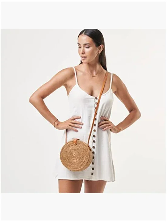 Handmade Rattan Crossbody Bag - Woven Straw Hobo Purse - Lightweight - Picture 6 of 7